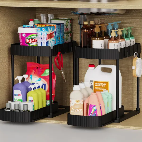 Ukeetap Multi-Purpose Pull-Out Storage Organizers, Under SinkCabinet Organizers and Storage for Bathroom